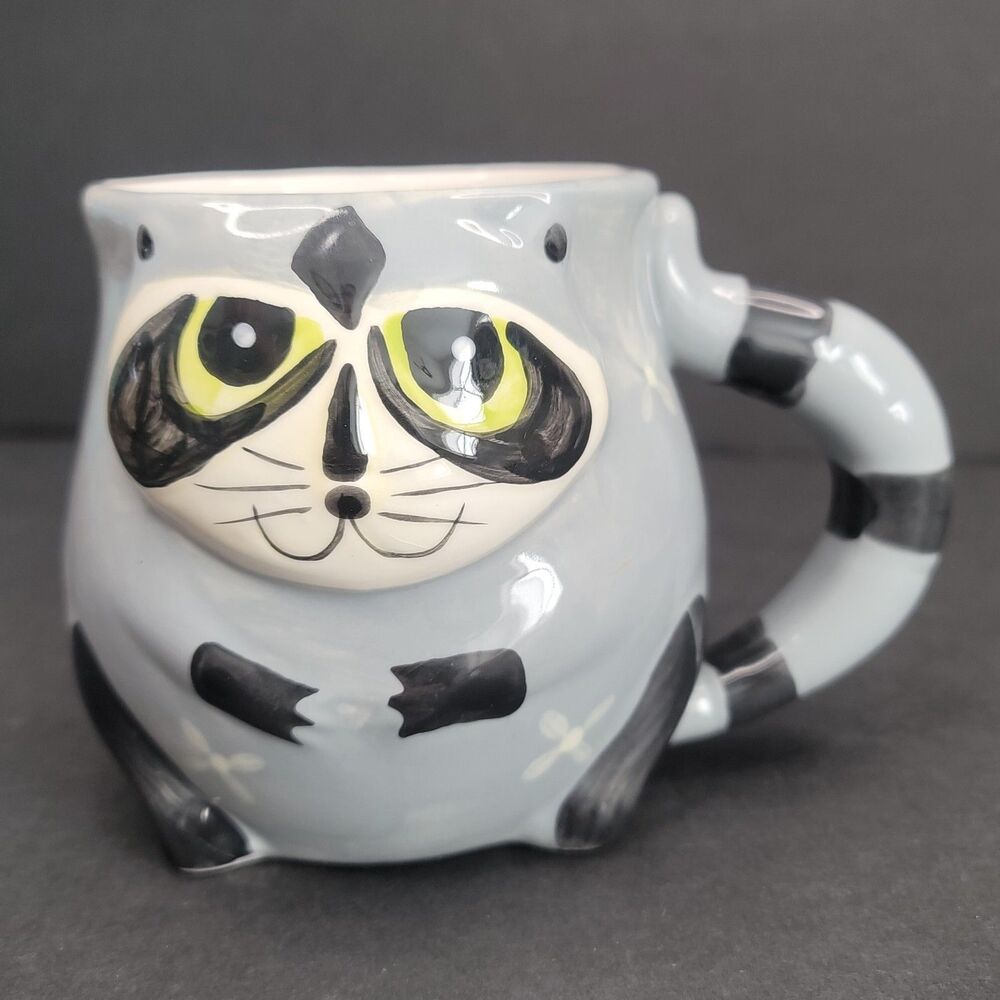 Boston Warehouse Raccoon Ceramic Mug 2014 Flawed Planter Desk Organizer 43429